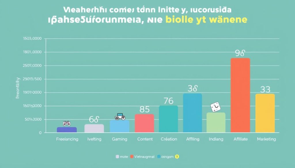 Biểu đồ so sánh mức thu nhập từ các phương pháp kiếm tiền với smartphone