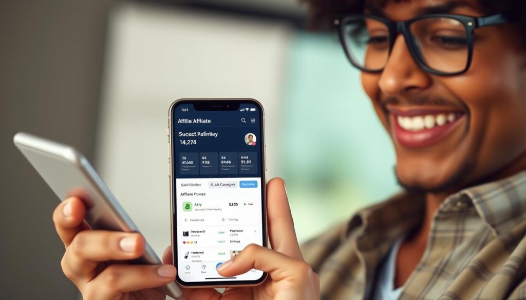 Người dùng làm tiếp thị liên kết trên smartphone