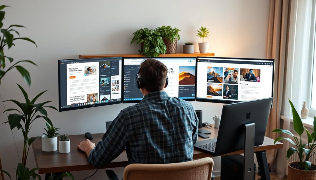 Person working as a freelancer on multiple projects